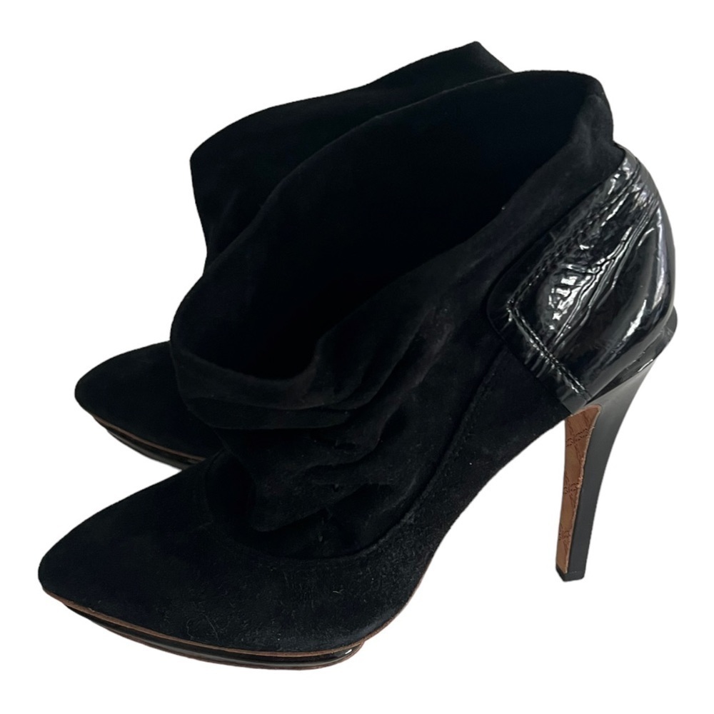 L.A.M.B. Size 10 Slouchy Suede Ankle Booties in Black